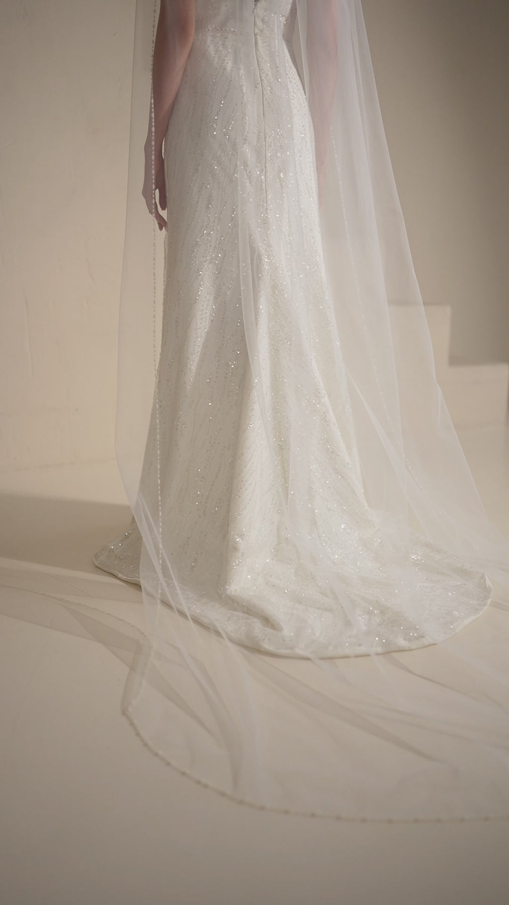 Single tier beaded edge wedding veil video