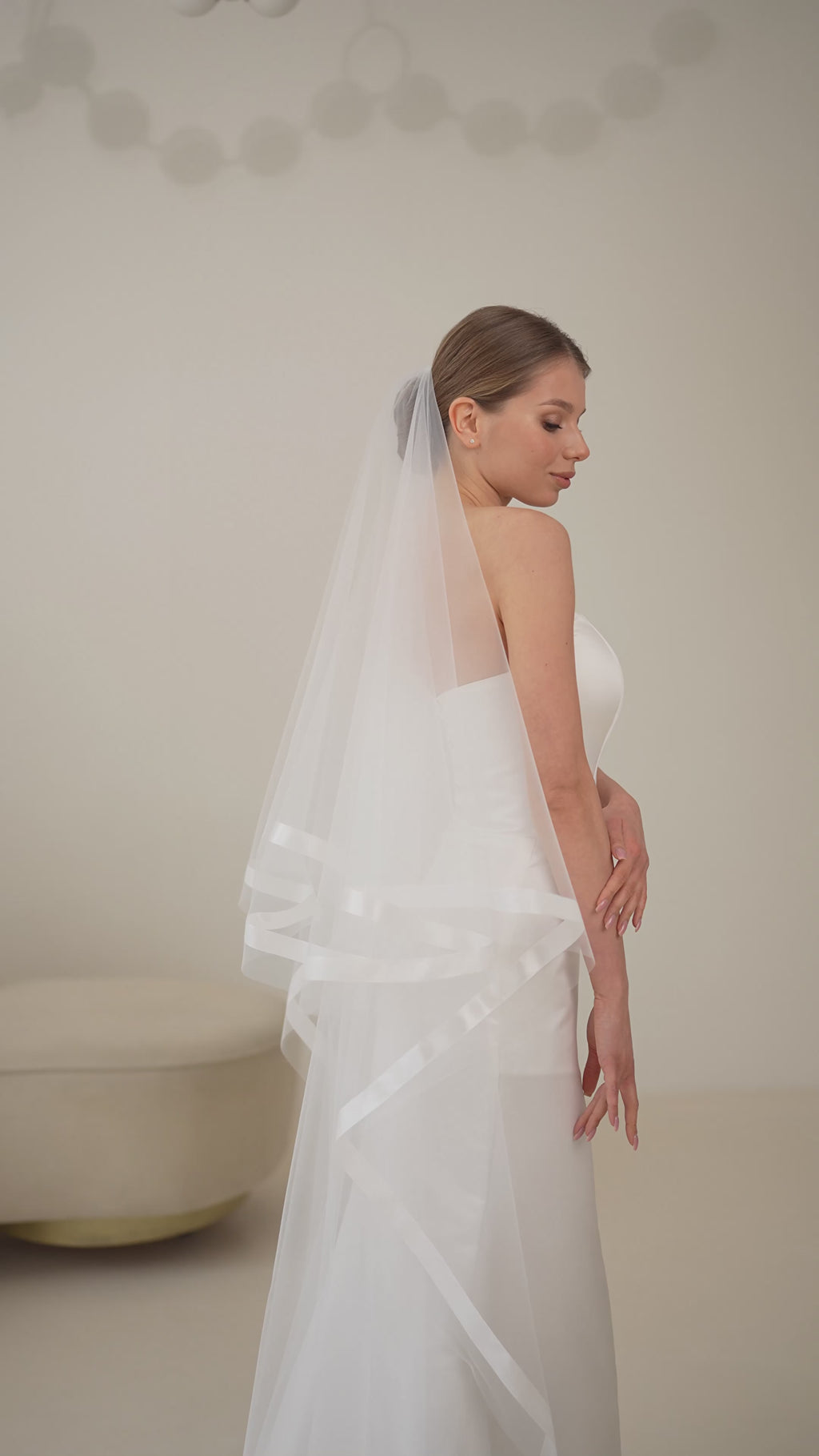 Cathedral length veil with satin ribbon video